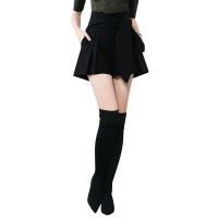 晚白 新款简约修身纯色高腰直筒阔腿裤配靴裙裤短裤