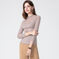 晚白 新款修身纯色气质立领简约上衣羊毛打底衫毛衣针织衫