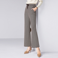晚白 秋冬装女下装2018新款通勤职业系带高腰OL范休闲阔腿裤长裤
