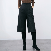 晚白 冬装女下装2018新款通勤纯色44.5%羊毛保暖阔腿厚毛呢配靴裤休闲裤