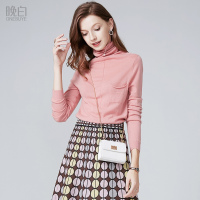 晚白 新款休闲高领纯色上衣打底衫100羊毛衫针织衫