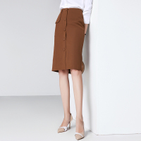 晚白2019秋季新品优雅百搭纯色高腰修身显瘦职业包臀及膝半身裙女