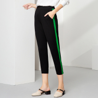 晚白新品时尚通勤百搭简约松紧高腰裤休闲裤哈伦裤女裤子
