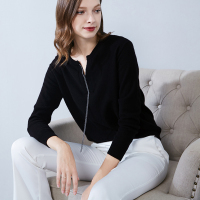 晚白2019秋季新品百搭简约纯色V领常规款长袖套头针织衫羊毛衫女