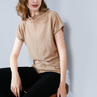 晚白2019秋季新品纯色半高领宽松休闲常规全羊毛套头针织衫羊毛衫女