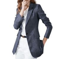 晚白 2020秋季时尚通勤百搭简约纯色翻领一粒扣修身休闲西装外套女