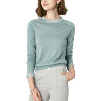 晚白 2020秋冬新品简约百搭纯色小圆领长袖薄毛衣毛衫套头针织衫女