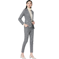 晚白 2020秋季新品两件套修身西装外套高腰西裤休闲裤时尚套装女