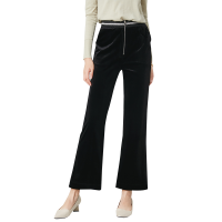 晚白 2020秋冬新品简约百搭时尚松紧高腰丝绒裤阔腿裤休闲裤长裤女