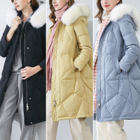 晚白2020冬季新品时尚减龄宽松休闲大毛领90绒羽绒服厚外套女