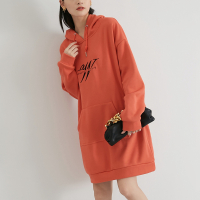 晚白2020冬季新品时尚减龄宽松休闲中长款加绒卫衣通勤简约外套女