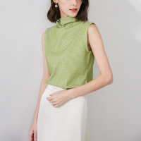 晚白2020冬季新品简约纯色百搭立领无袖休闲背心打底衫T恤衫女