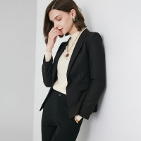 晚白2020冬季新品通勤简约纯色一粒扣修身显瘦职业小西装外套女