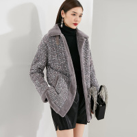 晚白2020冬季新品休闲时尚毛领长袖加绒加厚百搭毛呢大衣外套女