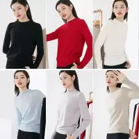 晚白2021春季新品简约纯色半高领长袖全羊毛打底衫羊毛衫针织衫女