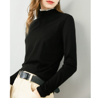 晚白2020冬季新品时尚简约立领长袖百搭全羊毛常规羊毛衫针织衫女