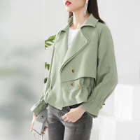 晚白2021春季新品通勤减龄时尚百搭简约纯色休闲短款西装外套女