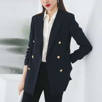 晚白2021春季新品时尚简约通勤职业百搭纯色修身显瘦西装外套女