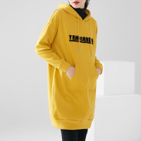 晚白2021春季新品时尚休闲百搭显瘦中长款连帽长袖常规卫衣外套女