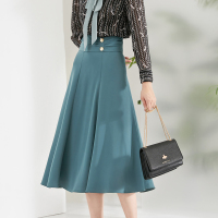 晚白2021春季新品简约高腰通勤纯色修身显瘦百搭半裙A字半身裙女