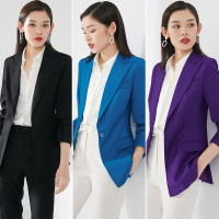 晚白2021春季新品通勤时尚休闲百搭纯色修身显瘦一粒扣西装外套女