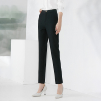 晚白2021春季新品时尚简约修身高腰通勤百搭常规职业西裤休闲裤女