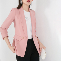 晚白2021春季新品时尚简约修身显瘦纯色常规淑女一粒扣西装外套女