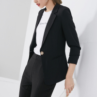 晚白2021春季新品时尚休闲纯色一粒扣修身显瘦通勤小西装外套女