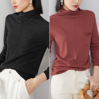 晚白2021秋冬新品百搭简约纯色高领长袖通勤休闲全羊毛针织衫女