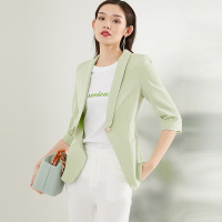 晚白2021秋季新品时尚简约纯色通勤修身一粒扣百搭小西装外套女