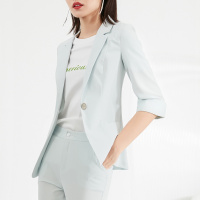 晚白2021秋季新品简约纯色修身显瘦通勤常规外搭小西装空调外套女