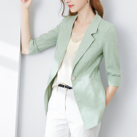 晚白2021秋款新品修身显瘦纯色百搭空调外搭休闲简约小西装外套女