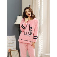 蓝旗BLUEG 女士法兰绒维密西瓜红色小熊套头款睡衣 FS1801W062