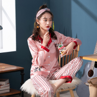 BLUEG冰丝睡衣女春夏季长袖两件套装性感薄款韩版夏天家居服
