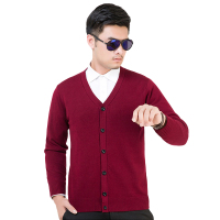 蓝旗(BLUEG) 男士简约长袖纯色针织开衫