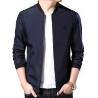 蓝旗(BLUEG) 男士纯色刺绣字母简约修身春秋夹克衫