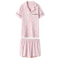 蓝旗/BLUEG 女士睡衣夏季家居服纯棉短袖春秋全棉套装薄款休闲夏天