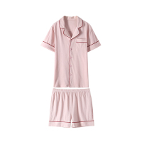蓝旗/BLUEG 女士纯棉夏季薄款短袖短裤宽松休闲睡衣家居服套装