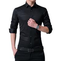 蓝旗(BLUEG)长袖衬衫男士韩版潮流帅气波浪纹春夏休闲衬衣