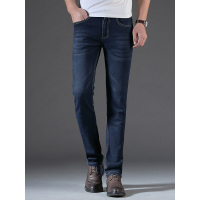 蓝旗(BLUEG)牛仔裤男士修身直筒韩版潮流青年休闲弹力夏季薄款裤子