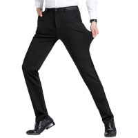 蓝旗(BLUEG)春夏季休闲裤男修身韩版潮流小脚黑色西裤男士弹力商务裤子