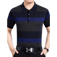 蓝旗(BLUEG)经典简约条纹休闲男士棉质翻领polo衫男短袖YXH-906