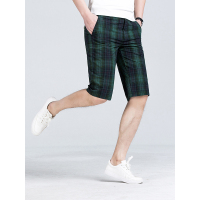 蓝旗(BLUEG) 男士夏季格纹短裤纯棉薄款裤子时尚五分裤 HKMCD2G048A