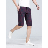 蓝旗(BLUEG) 男士夏季格纹短裤纯棉薄款裤子时尚五分裤 HKMCD2G050A