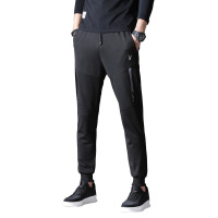 花花公子男士时尚休闲裤夏季新款黑色束脚裤子宽松薄款潮流