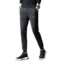 花花公子男士时尚休闲裤黑色弹力运动裤男印花潮流裤子