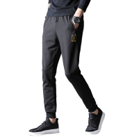 花花公子男士时尚休闲裤夏季新款黑色印花兔子束脚裤宽松薄款潮流