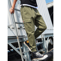 花花公子(PLAYBOY ICON) 男士休闲裤宽松嘻哈裤子男夏季潮长裤大口袋学生工装裤