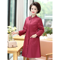 蓝旗妈妈装秋装外套春秋上衣中长款宽松中老年女装薄款风衣女
