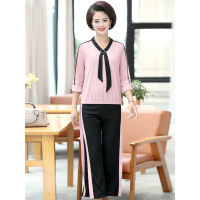 蓝旗2019春秋新款甜美气质纯色雪纺衫领带衬衣修身百搭